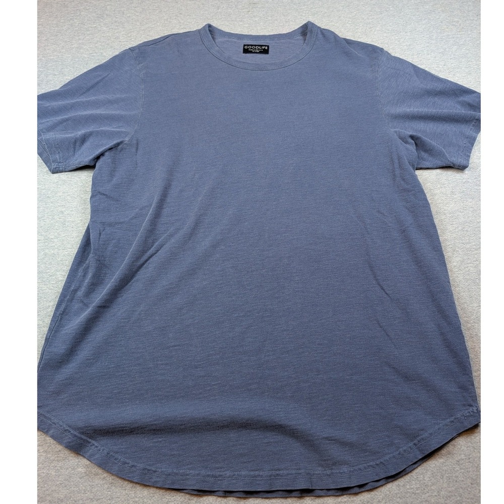 Goodlife Mens XXL Blue Cotton Scallop Hem Short Sleeve Crewneck T-Shirt USA